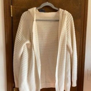 ModCloth Cream Off-White Sweater Cardigan with Hood Size XL